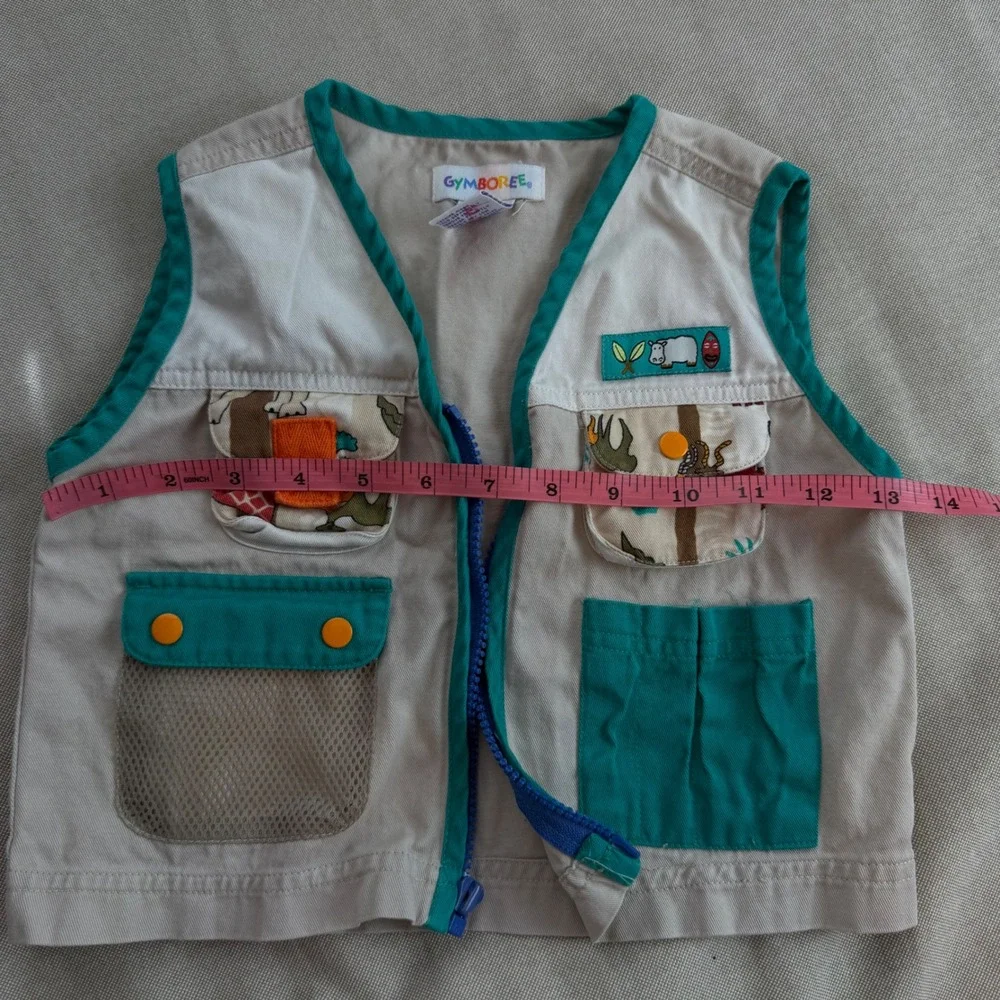 Vintage Gymboree Kids Safari Vest Dress Up 90's Utility Cargo Pockets 3/4 T